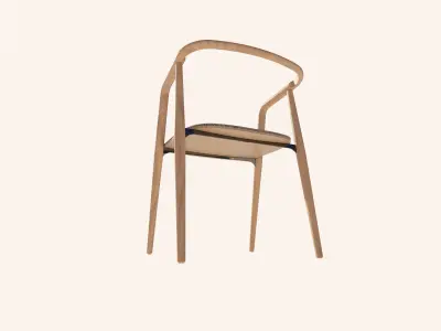 Scandinavian Dining Chair - Minimalist -  Modern - Wood - Fabric 3D model