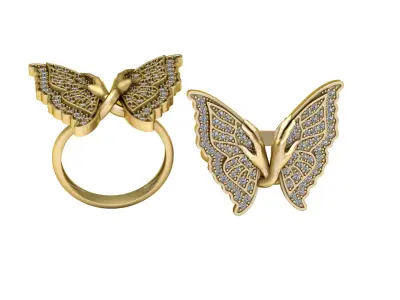 BUTTERFLY DIAMOND RING 3D PRINTABLE MODEL  3D print model
