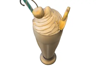 Banana Milkshake Low-poly 3D model