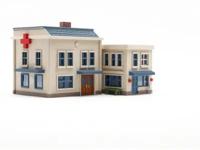Whimsical Hospital Building model pack Low-poly 3D model