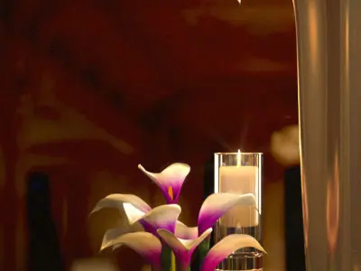 tableware calla lily centerpiece with candles 3D model