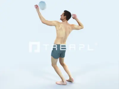 Virtue 04E Beach Serving Sports Man Low-poly 3D model