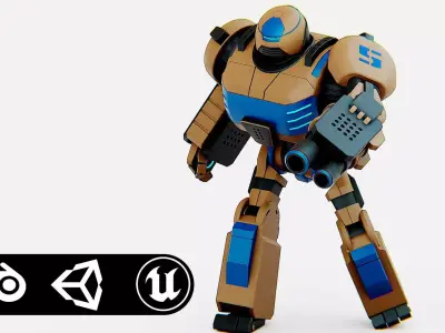 COMBAT DROID ORION Rigged for Unreal Engine - Unity - MIXAMO  3D model