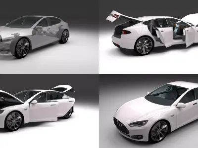Tesla Model S with chassis and interior 3D model
