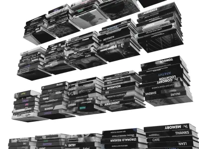 Books 150 pieces 3-5-1 Low-poly 3D model