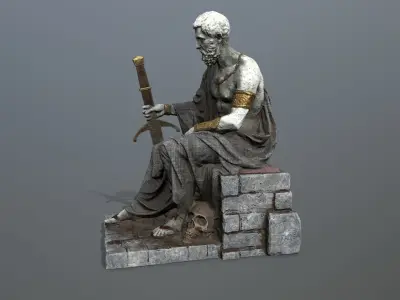 Man Statue Low-poly 3D model