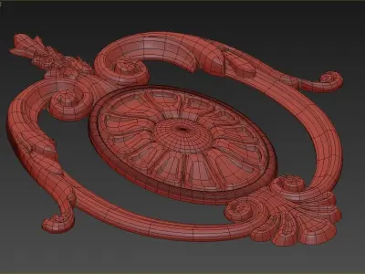 Carved decor central 3D model 3D model