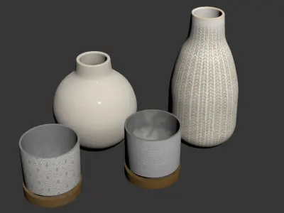 Ceramic vase set 3D model