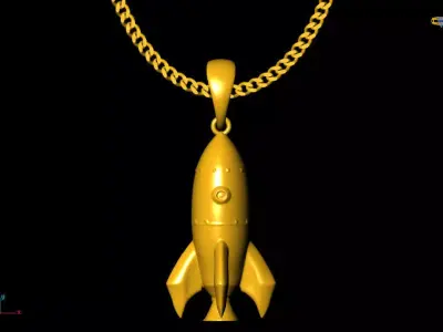 Rocket pendant charms - one inch pendant 3D print model