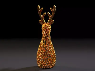Christmas reindeer Voronoi 3D print model
