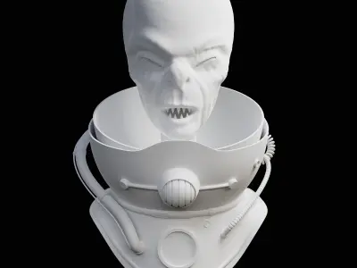 3D Alien model head with helmet Free 3D model