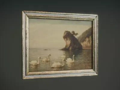 Large Vintage Frame and Painting Low-poly 3D model