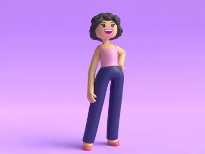 Minimal Cartoon Character Women 3D model