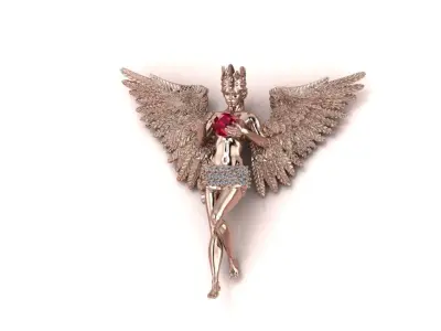 Angel Pendant Jewelry model - The Guardians Heart for Her 3D print model