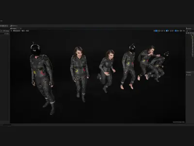 Woman in Skydiving Suit - Modular - Rigged Low-poly 3D model