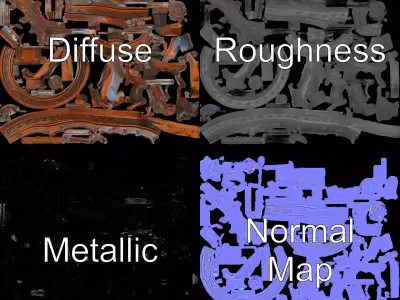 Antique Spinning Wheel model pack Low-poly 3D model