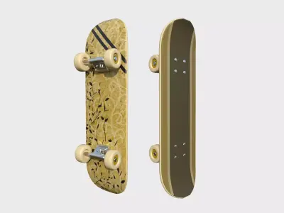 Cartoon Skate 02 Beige - Character Sport Equipment Low-poly 3D model