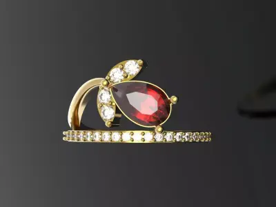 Three Dimensional Wrap Ring Pear Ruby Diamonds jr00293 3D print model