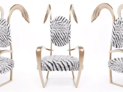 Wing Armchair Low-poly 3D model