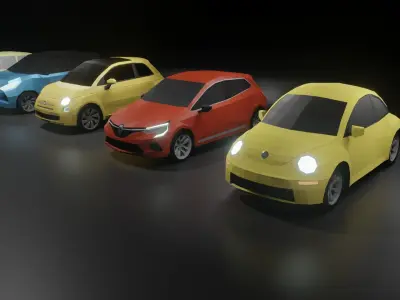 Low-poly small cars collection - 5 in 1 Low-poly 3D model