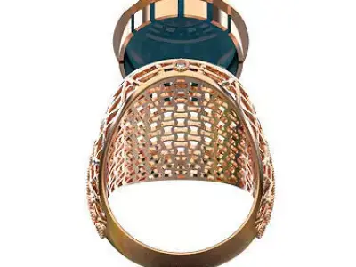 Oval cabachon gems ring fusion modern plastering german ring 3D print model