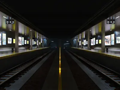 Subway station Low-poly 3D model