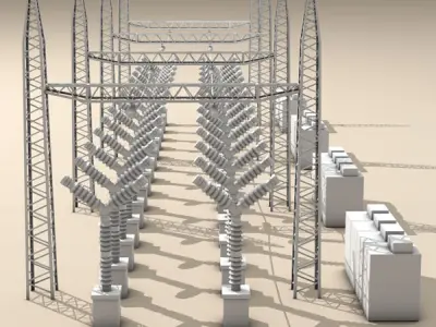 Electrical substation elements 3D model