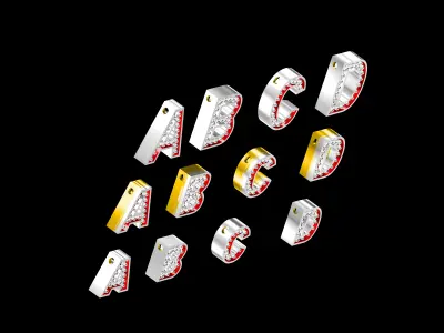 29 LETTERS Ultra light Diamond Alphabet Pendants 3D print model