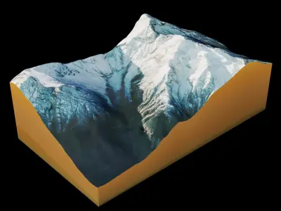 Snowy mountain peak terrain Free 3D model