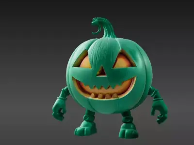 Articulated Jack o Lantern Toy 3D Print Model Pumpkin Character 3D model