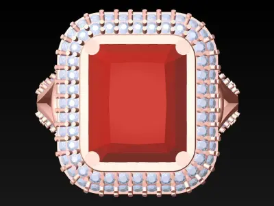 Rectangular Stone Rings - Womens Rings - GN278 3D print model