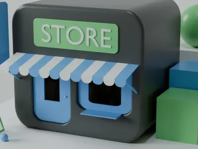 Small Store Scene 3D Free low-poly 3D model