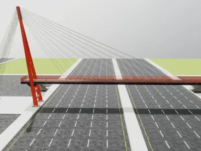 Rope Tension Pedestrian Overpass Escalator 3D model