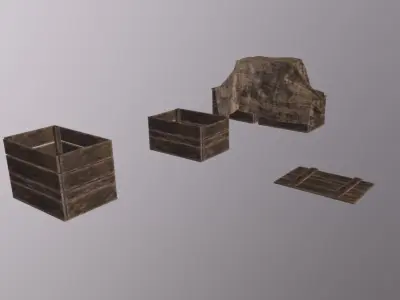 Crate Pack Low-poly 3D model