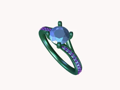 cr-04 person engagement ring gold 3D print model