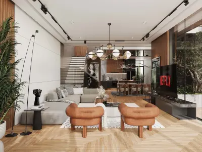 Villa House Modern Interior Scene 3D model