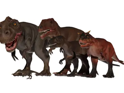 Pack of theropods Low-poly 3D model