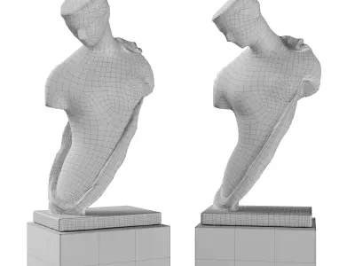 Greek woman torso pedestal black 3D model