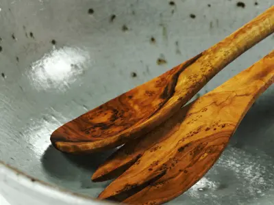 Polypasta - Salad Tools with Ceramic Bowl 3D model