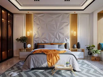 Modern interior scene Bedroom Luxury Design    Blender    Cycles 3D model