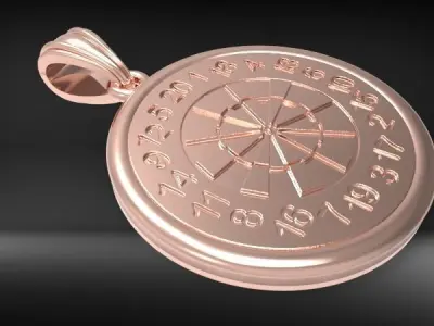 Dart Board Pendant Necklace Charm Bracelet Jewelry 3D print model