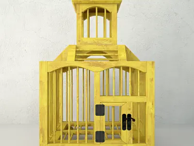 Yellow Decorative Cage by ZARA HOME 3D model
