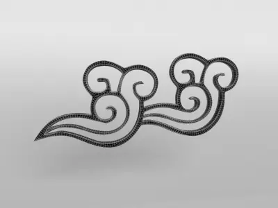China Type Decoration Cloud v1 002 Low-poly 3D model
