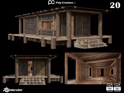 Medieval Houses 20 - 4K Textures Game Ready Low-poly 3D model