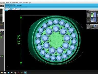 Luxury Dollar Sign Men Ring 3D Model 3707 3D print model