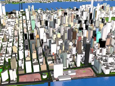 New York City Lower Manhattan September 2020 3d model Low-poly 3D model