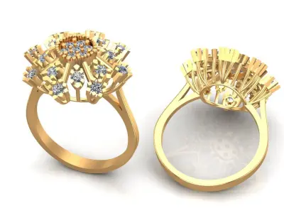 Unique Gold Diamonds Ring  3D print model