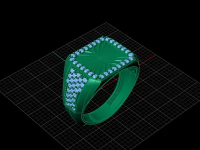 Print Ready STL 3DM  Gents Rings Diamond Men Ring  3D print model 159