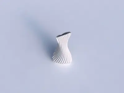 Vase twist puffy tappered triangle with wavy extruded lines 4 3D print model