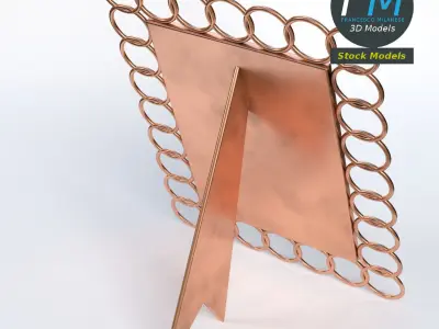 Photo picture frame with copper rings 3D model